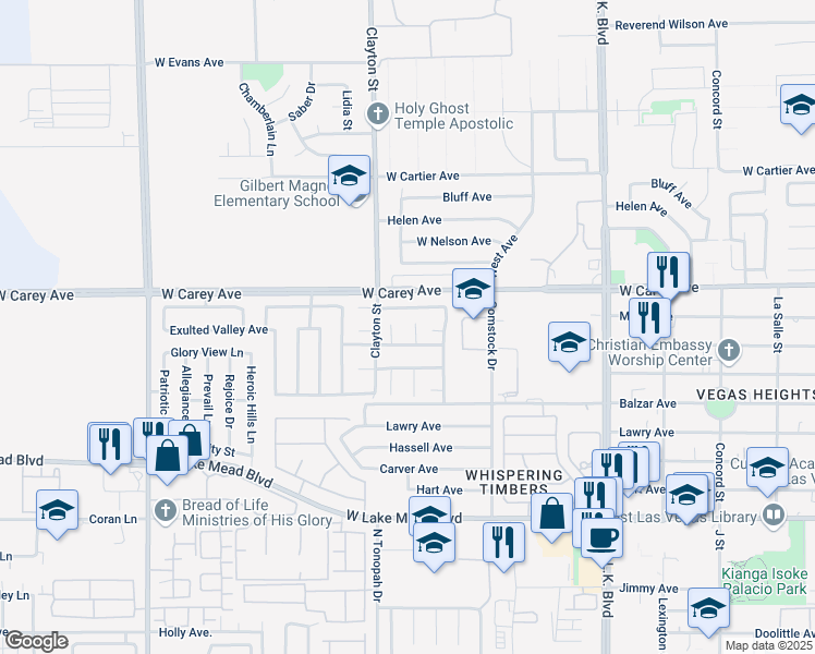 map of restaurants, bars, coffee shops, grocery stores, and more near 1934 Ona Marie Avenue in North Las Vegas