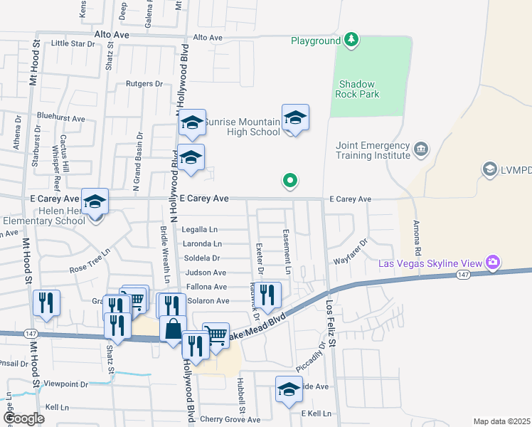 map of restaurants, bars, coffee shops, grocery stores, and more near 6942 Appleton Drive in Las Vegas