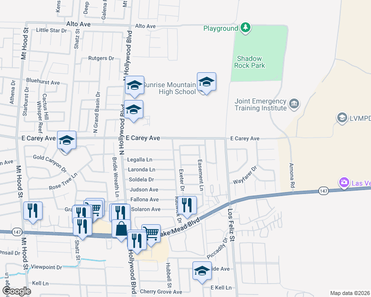 map of restaurants, bars, coffee shops, grocery stores, and more near 6941 Appleton Drive in Las Vegas