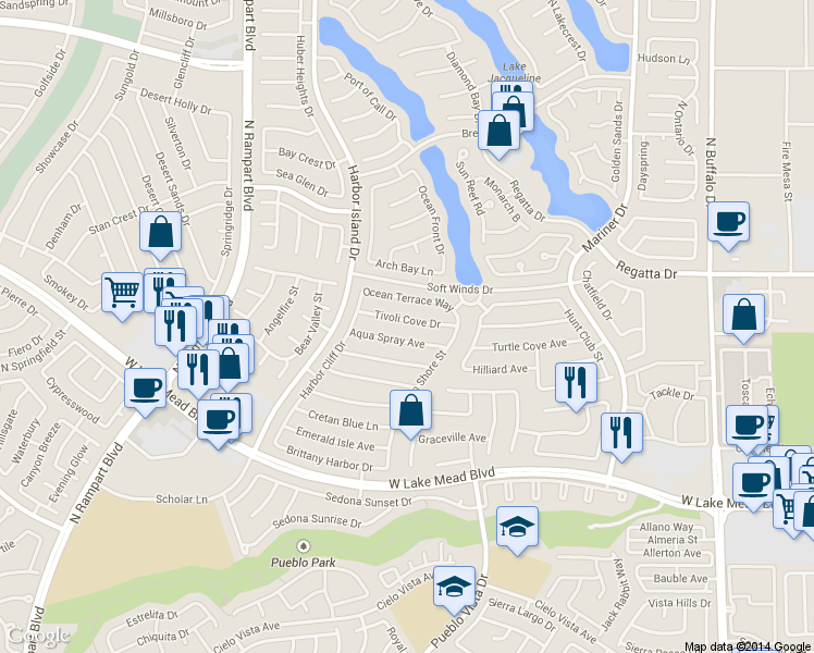 map of restaurants, bars, coffee shops, grocery stores, and more near 8233 Tivoli Cove Drive in Las Vegas