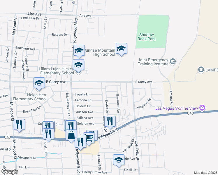 map of restaurants, bars, coffee shops, grocery stores, and more near 6941 Appleton Drive in Las Vegas