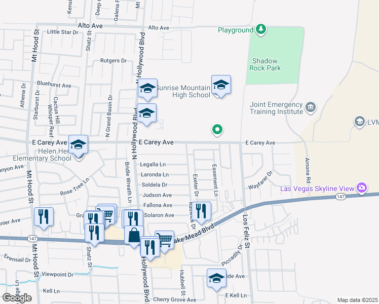 map of restaurants, bars, coffee shops, grocery stores, and more near 6942 Appleton Drive in Las Vegas