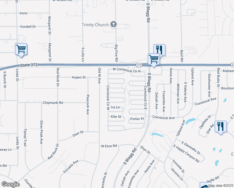 map of restaurants, bars, coffee shops, grocery stores, and more near 261 Ferndell Street in Pahrump