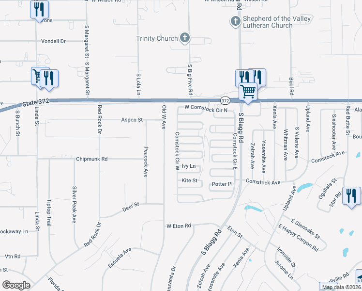 map of restaurants, bars, coffee shops, grocery stores, and more near 311 Ferndell Street in Pahrump