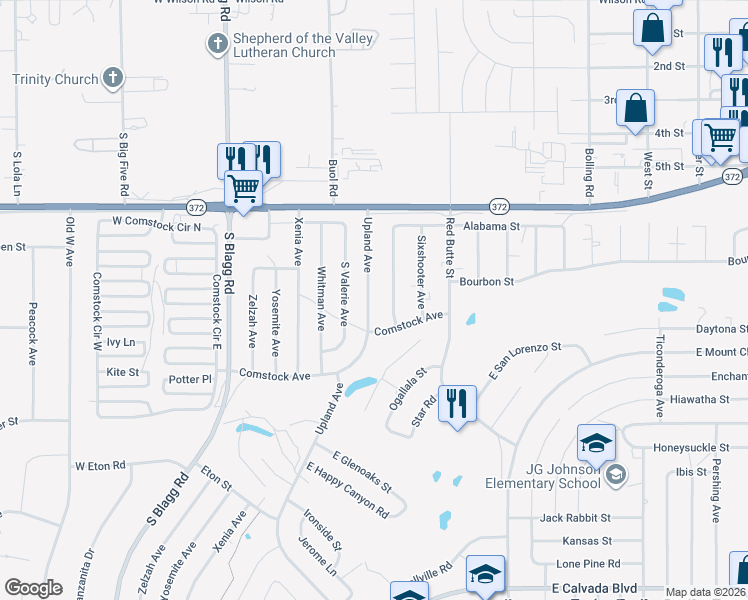 map of restaurants, bars, coffee shops, grocery stores, and more near 1161 Upland Avenue in Pahrump