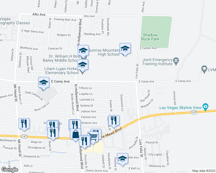 map of restaurants, bars, coffee shops, grocery stores, and more near 6942 Appleton Drive in Las Vegas