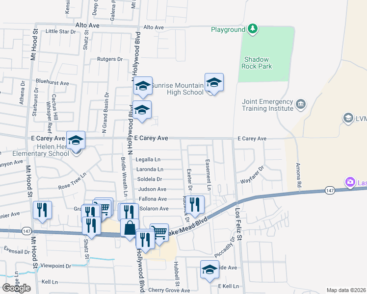 map of restaurants, bars, coffee shops, grocery stores, and more near 6942 Appleton Drive in Las Vegas