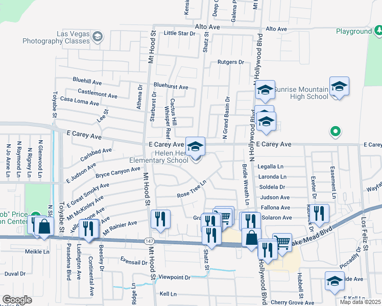 map of restaurants, bars, coffee shops, grocery stores, and more near 6475 Eagle Creek Lane in Las Vegas