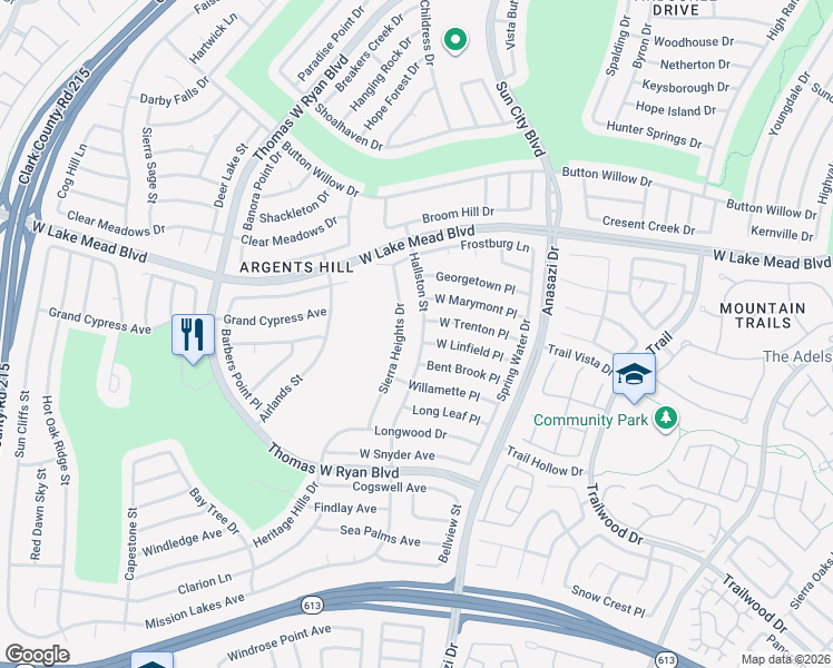 map of restaurants, bars, coffee shops, grocery stores, and more near 2225 Hallston Street in Las Vegas