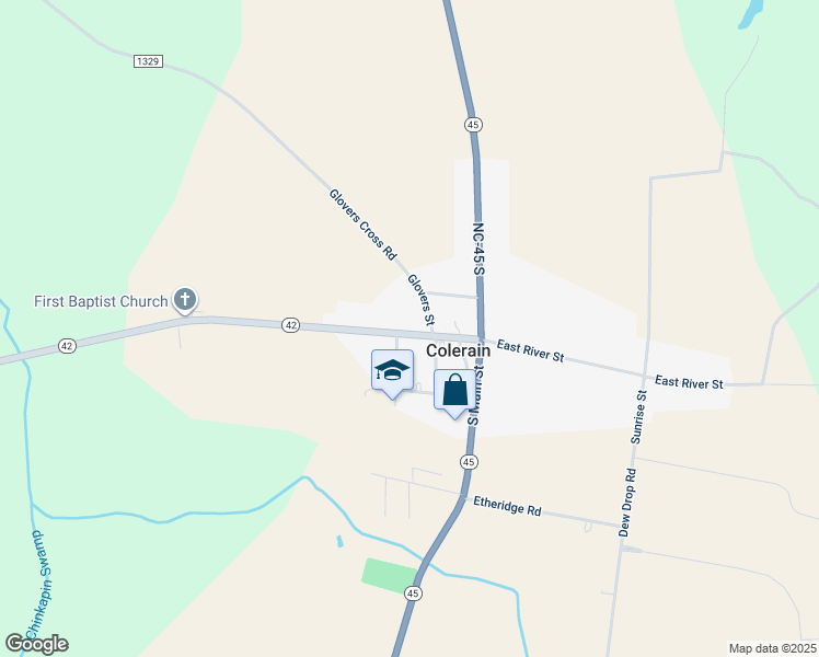 map of restaurants, bars, coffee shops, grocery stores, and more near 206 West River Street in Colerain