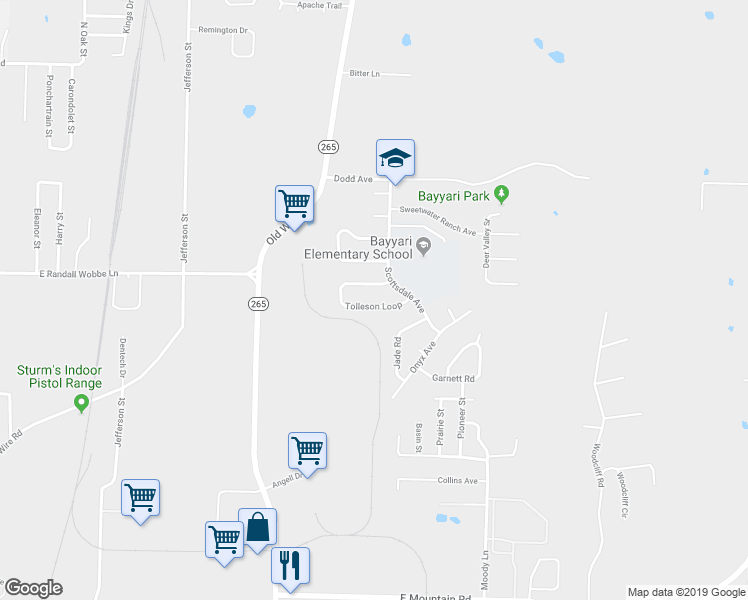 map of restaurants, bars, coffee shops, grocery stores, and more near 1259 Tolleson Loop in Springdale