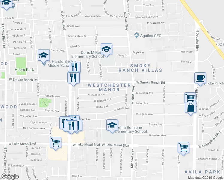 map of restaurants, bars, coffee shops, grocery stores, and more near in Las Vegas