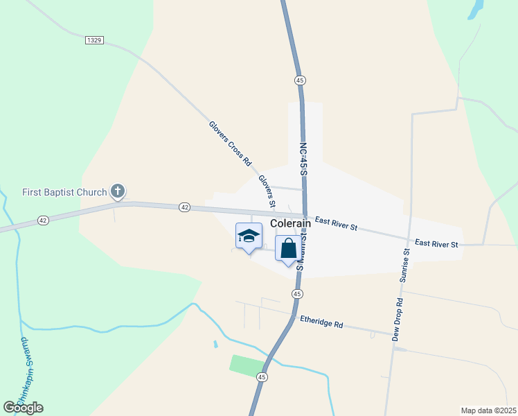 map of restaurants, bars, coffee shops, grocery stores, and more near 206 West River Street in Colerain