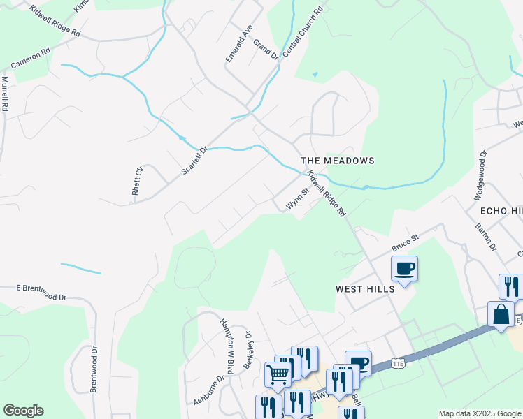 map of restaurants, bars, coffee shops, grocery stores, and more near 4143 Julian Avenue in Morristown