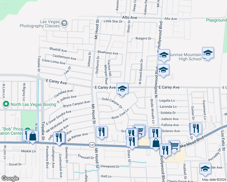 map of restaurants, bars, coffee shops, grocery stores, and more near 2385 Grove Leaf Street in Las Vegas