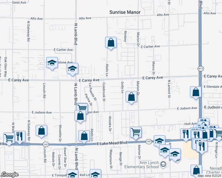map of restaurants, bars, coffee shops, grocery stores, and more near 4506 El Tovar Avenue in Las Vegas