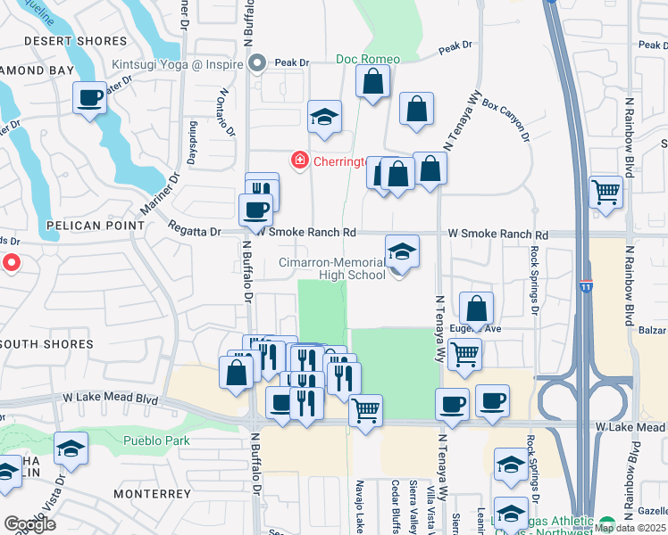 map of restaurants, bars, coffee shops, grocery stores, and more near 7500 Holloran Court in Las Vegas