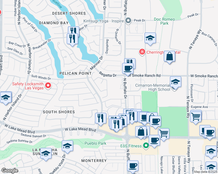 map of restaurants, bars, coffee shops, grocery stores, and more near 2312 Chapman Hill Drive in Las Vegas