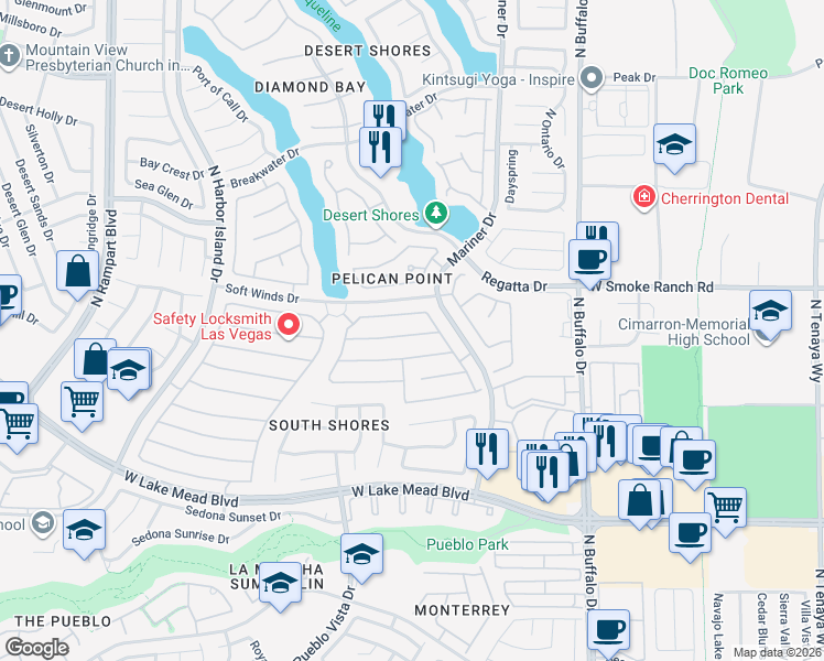 map of restaurants, bars, coffee shops, grocery stores, and more near 7913 Coral Point Avenue in Las Vegas