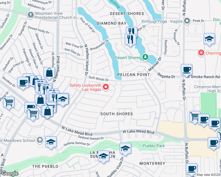 map of restaurants, bars, coffee shops, grocery stores, and more near 8217 Ocean Terrace Way in Las Vegas