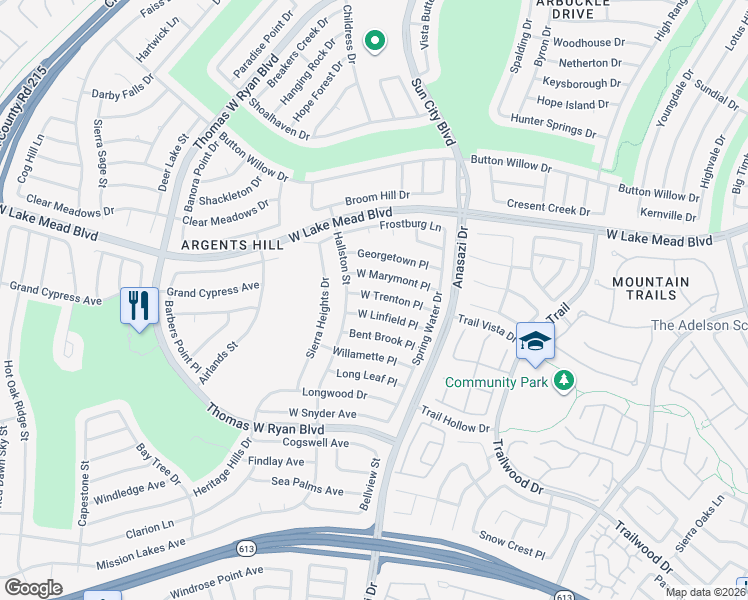 map of restaurants, bars, coffee shops, grocery stores, and more near 10428 West Trenton Place in Las Vegas