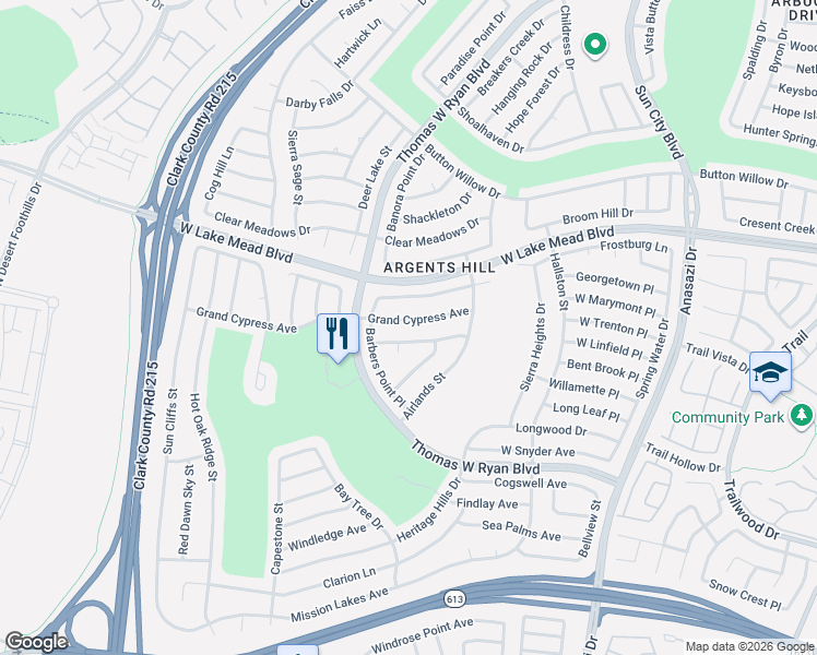 map of restaurants, bars, coffee shops, grocery stores, and more near 10704 Grand Cypress Avenue in Las Vegas
