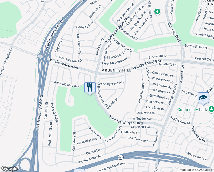 map of restaurants, bars, coffee shops, grocery stores, and more near 10736 Grand Cypress Avenue in Las Vegas