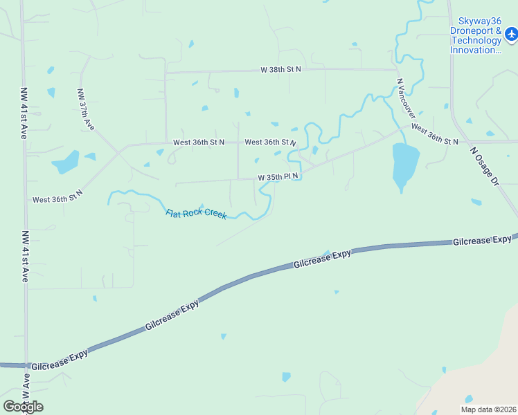 map of restaurants, bars, coffee shops, grocery stores, and more near 2674 West 35th Place North in Tulsa