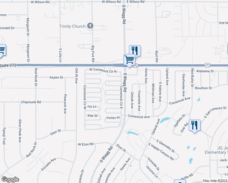 map of restaurants, bars, coffee shops, grocery stores, and more near 71 Vegas Valley Drive in Pahrump