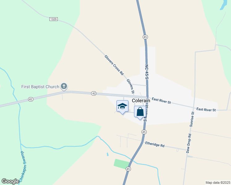 map of restaurants, bars, coffee shops, grocery stores, and more near 308 West River Street in Colerain