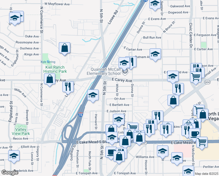 map of restaurants, bars, coffee shops, grocery stores, and more near 517 Lillis Avenue in North Las Vegas