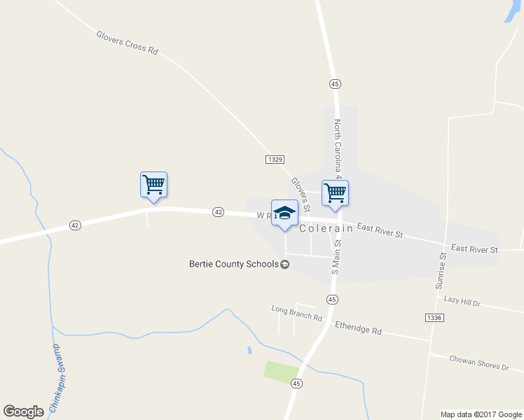 map of restaurants, bars, coffee shops, grocery stores, and more near 310 West River Street in Colerain