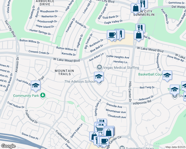 map of restaurants, bars, coffee shops, grocery stores, and more near 9717 West Port Orange Lane in Las Vegas