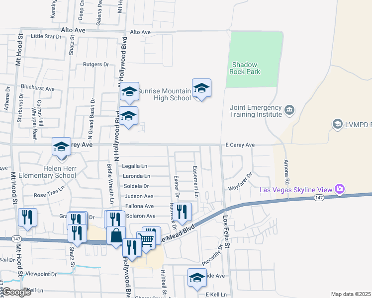 map of restaurants, bars, coffee shops, grocery stores, and more near 6942 Appleton Drive in Las Vegas