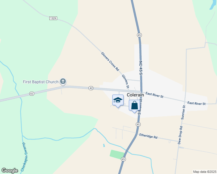 map of restaurants, bars, coffee shops, grocery stores, and more near 310 West River Street in Colerain