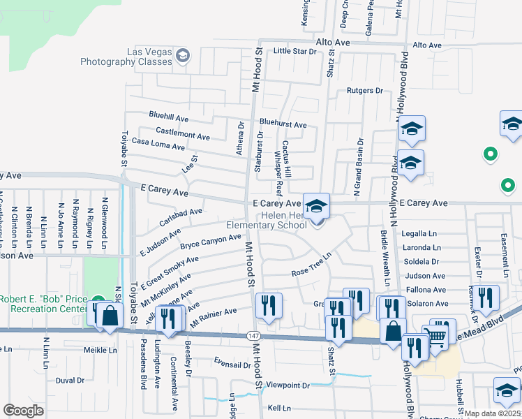 map of restaurants, bars, coffee shops, grocery stores, and more near 6340 Cranberry Lane in Las Vegas