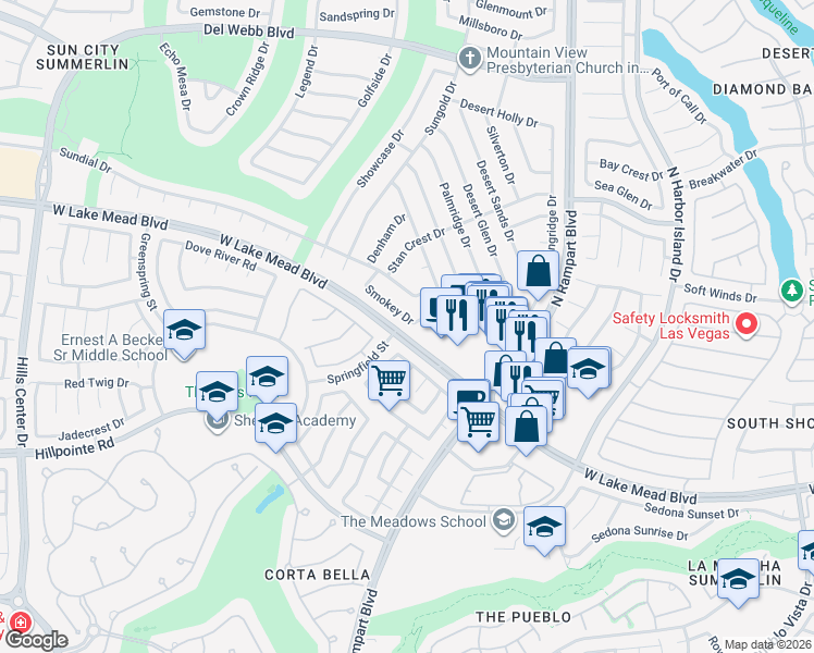 map of restaurants, bars, coffee shops, grocery stores, and more near 8737 Smokey Drive in Las Vegas