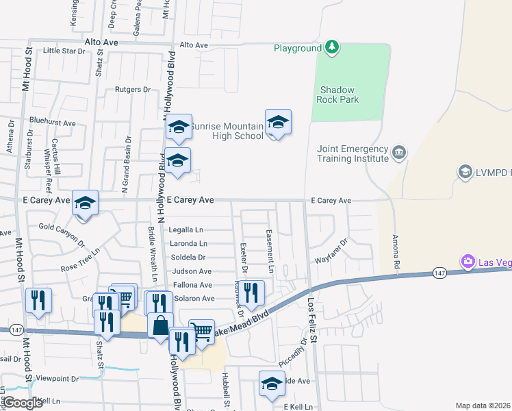 map of restaurants, bars, coffee shops, grocery stores, and more near 6970 Appleton Drive in Las Vegas