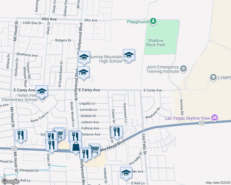 map of restaurants, bars, coffee shops, grocery stores, and more near 6942 Appleton Drive in Las Vegas