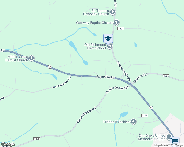 map of restaurants, bars, coffee shops, grocery stores, and more near 8117 Reynolda Road in Pfafftown
