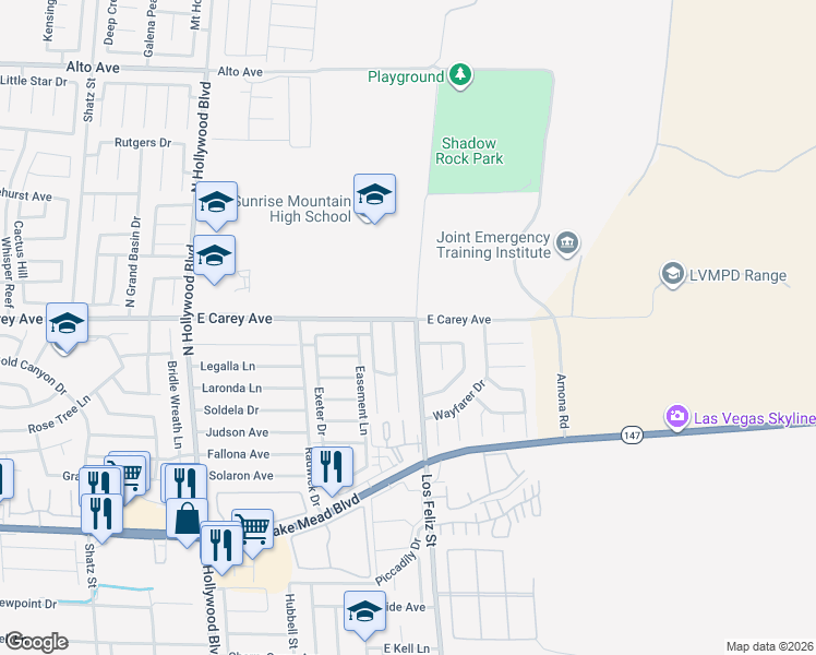 map of restaurants, bars, coffee shops, grocery stores, and more near 2394 Sabroso Street in Las Vegas