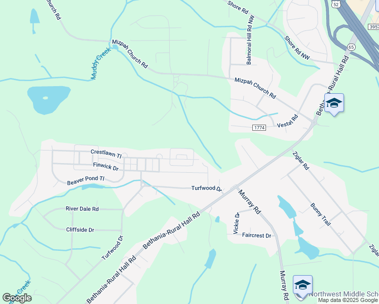 map of restaurants, bars, coffee shops, grocery stores, and more near 5881 Crestlawn Court in Winston-Salem