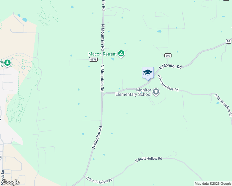 map of restaurants, bars, coffee shops, grocery stores, and more near County Road 91 in Springdale