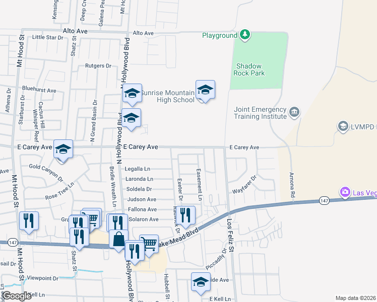 map of restaurants, bars, coffee shops, grocery stores, and more near 6970 Appleton Drive in Las Vegas