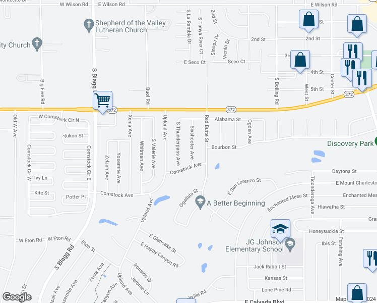 map of restaurants, bars, coffee shops, grocery stores, and more near 1140 Sixshooter Avenue in Pahrump