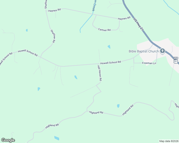 map of restaurants, bars, coffee shops, grocery stores, and more near 5010 Howell School Road in Jonesville
