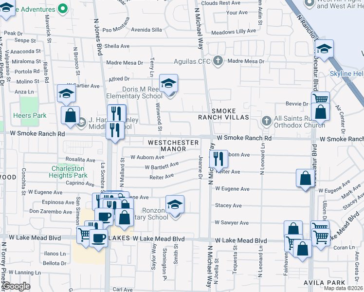 map of restaurants, bars, coffee shops, grocery stores, and more near in Las Vegas