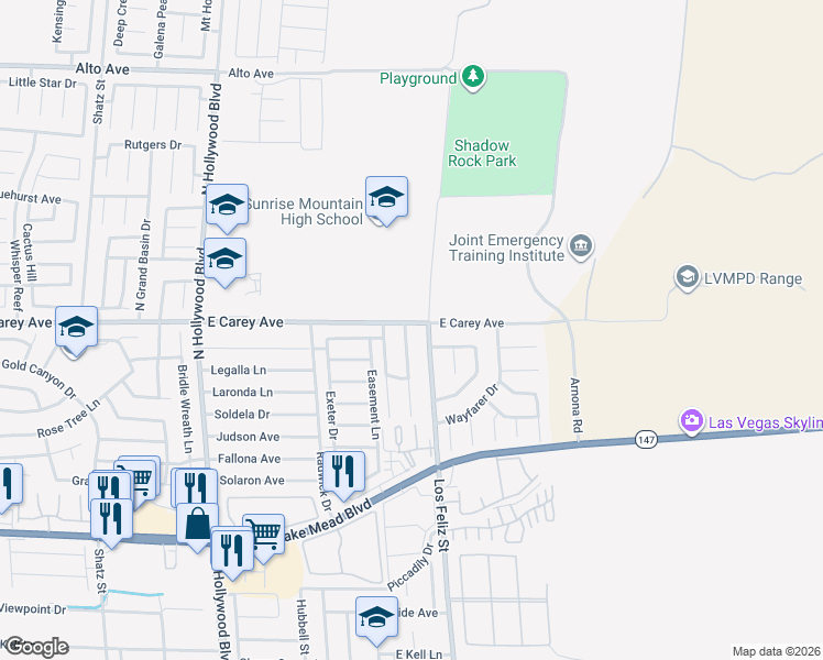 map of restaurants, bars, coffee shops, grocery stores, and more near 2394 Sabroso Street in Las Vegas