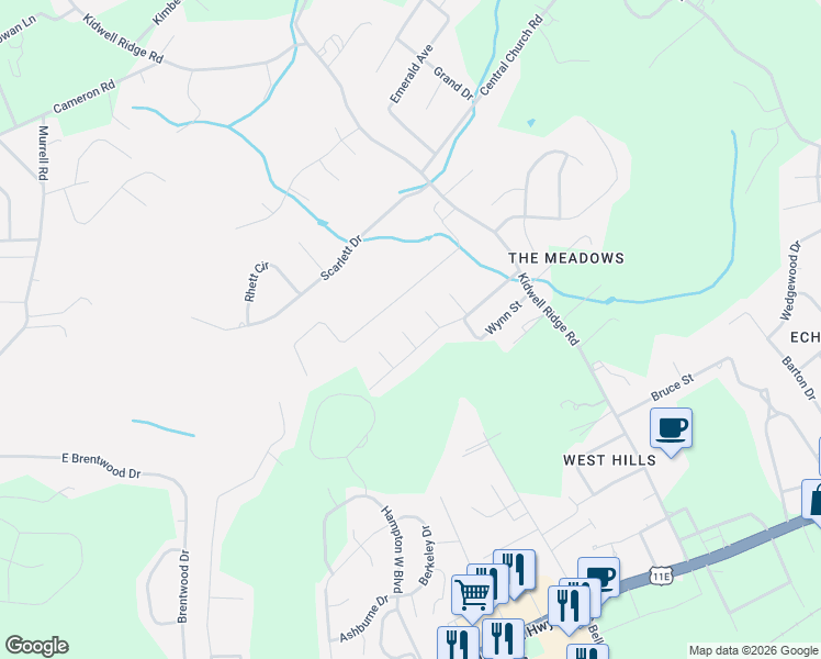map of restaurants, bars, coffee shops, grocery stores, and more near 880 Ellis Street in Morristown