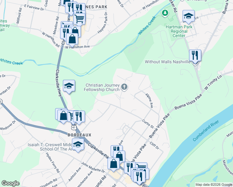 map of restaurants, bars, coffee shops, grocery stores, and more near 2311 Lloyd Avenue in Nashville
